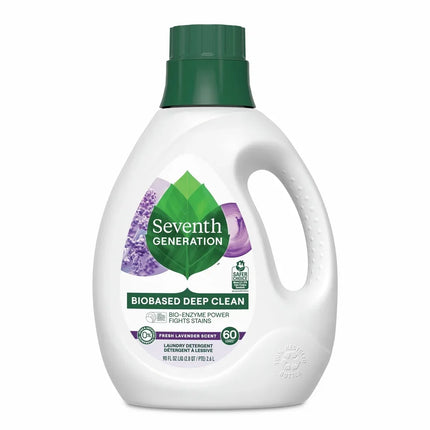Lessive Liquide Lavande Fraîche – 2,54 L (90 oz), 60 Lavages | Biodégradable, à Base de Plantes, Huiles Essentielles Naturelles | Détachant Doux, Non Toxique, Compatible HE