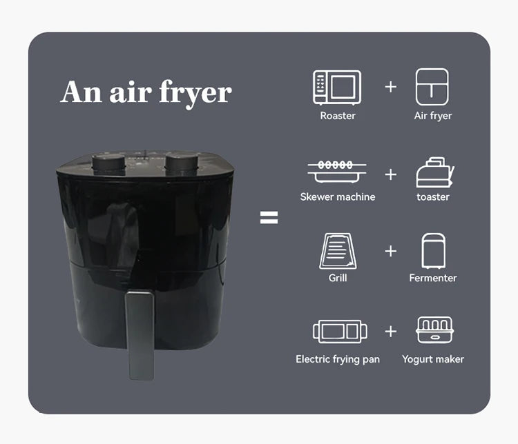 8L Stainless Steel Air Fryer Without Oil Digital Mechanical Control Oil Free Cooker Air Fryer