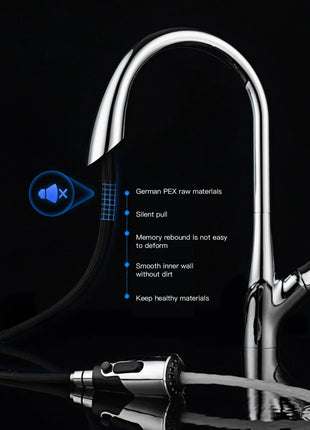 AITANA Modern Luxury Golden Brass Kitchen Faucet Pull-Out Design Single Handle for Hot And Cold Water 3 Functions Sink Faucet