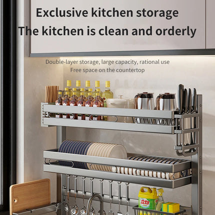 Égouttoir à vaisselle double couche pour évier de cuisine, étagère de rangement pour vaisselle, égouttoir multifonctionnel, accessoires de rangement pour plan de travail