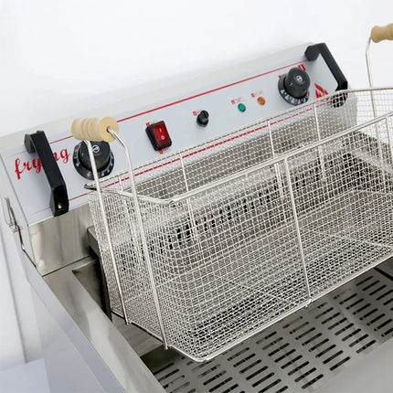 Friteuse électrique à double cuve, machine à frites et poulet frit, équipement de restauration en acier inoxydable, très demandé
