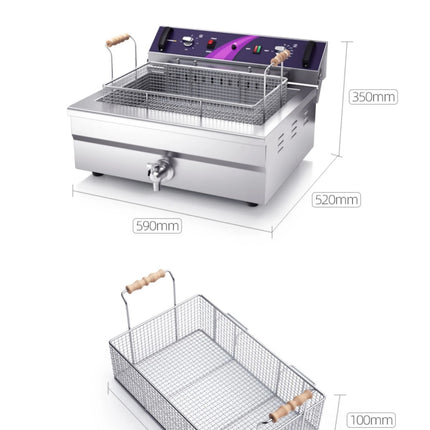 Commercial Electric Fryer - Single Cylinder Large Capacity Fryer for French Fries and Dough Sticks