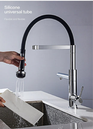 Luxury chrome brass kitchen faucet magnetic suction design with filtered water single hole cold and hot dual control sink faucet