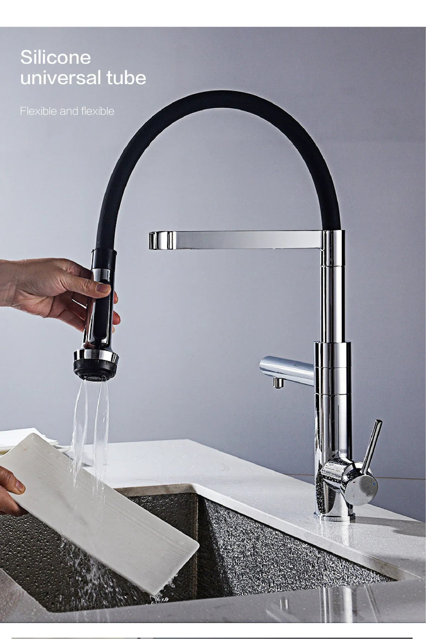 Luxury chrome brass kitchen faucet magnetic suction design with filtered water single hole cold and hot dual control sink faucet