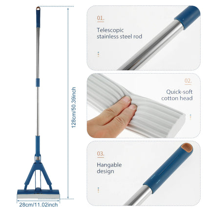 Balai éponge auto-drainant, rouleau absorbant en mousse avec 2 têtes éponge