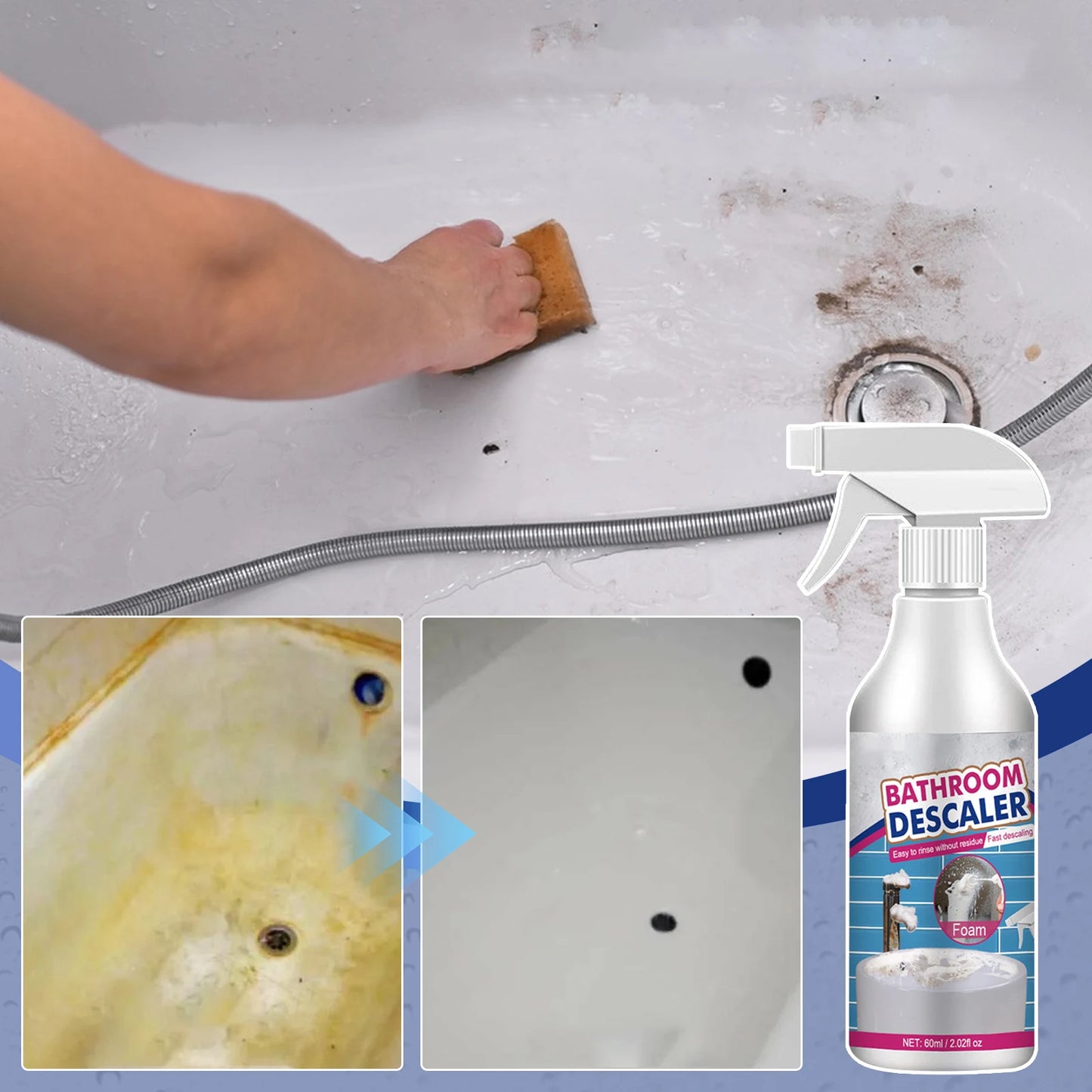 5-1pcs Bathroom Descaler Foam Cleaner Powerful Stubborn Stains Cleaner Bathtub Toilet Glass Washbasin Descaling Cleaning Spray