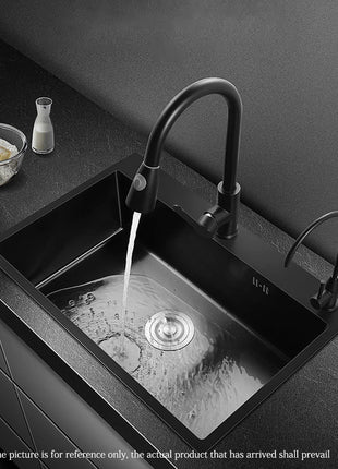 DQOK Stainless Steel Kitchen Sink Slot Dish Basin Kitchen sink Drain Basket And Drain Pip Rectangular