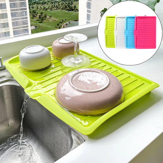 Drainer Tray Large Sink Drying Rack Worktop Organizer Drying Rack Drain Rack Kitchen Silicone Dish for Kitchen Dishes Tableware