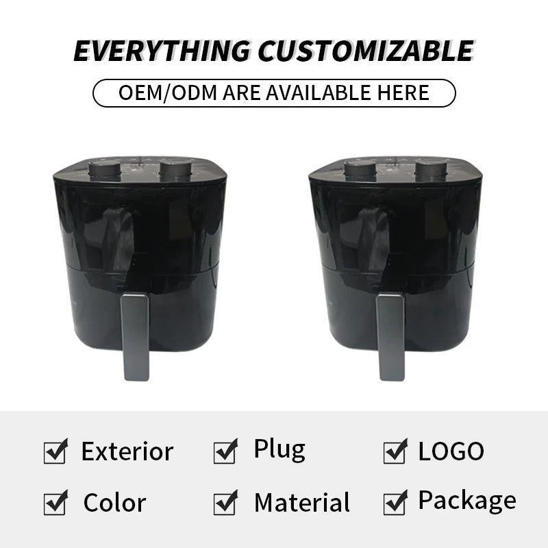 8L Stainless Steel Air Fryer Without Oil Digital Mechanical Control Oil Free Cooker Air Fryer