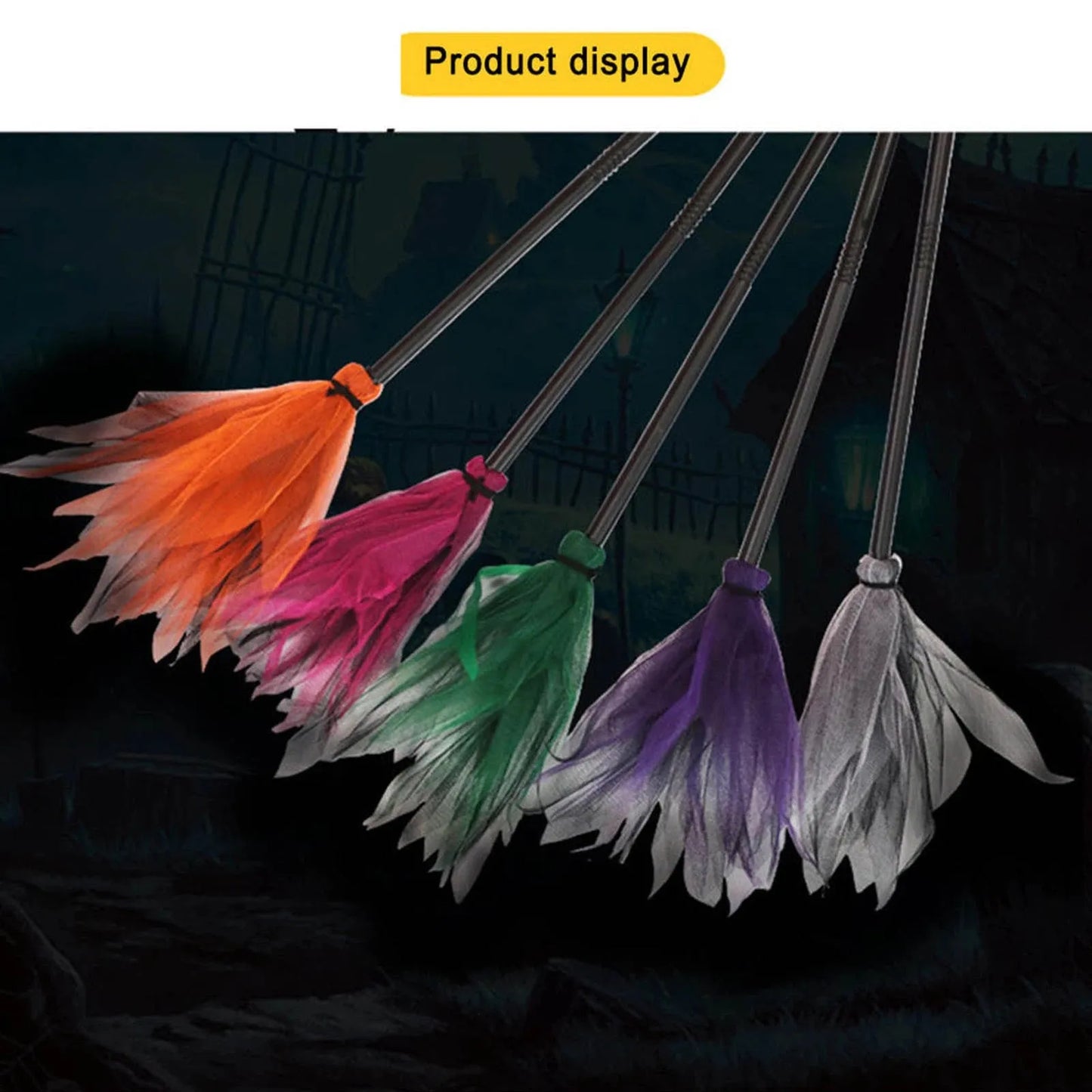 ‌Witch Flying Broomstick Cosplay Prop Halloween Party Accessory Magic Broom Ride Fantasy Costume Decor for Wizards