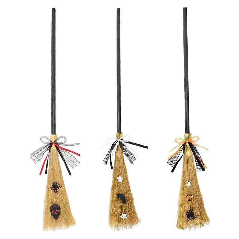 Witch Broom Halloween Witch Broom With Detachable Handle  Broom Props Party Supplies for Halloween Costume Decoration