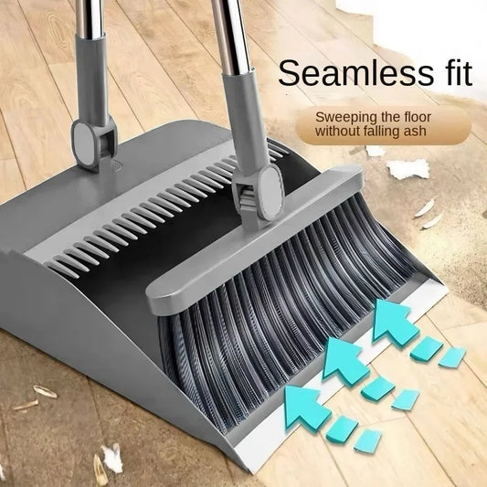 Household Broom Dustpan Combo Set Soft Bristle Broom Strips Nonstick Hair Folding Storage Not Taking Up Space