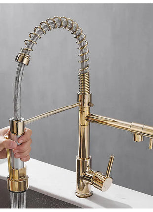 GEGVE Kitchen Faucets Removable taps Brush Brass faucet Water hydrant robinet for kitchen accessories Pull Out Spout Hot Cold