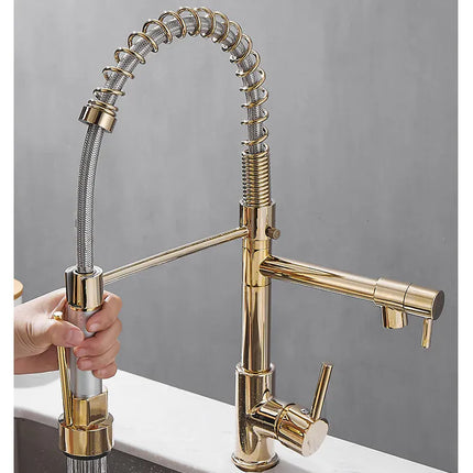 Robinet de cuisine GEGVE, robinet amovible en laiton brossé, robinet d'arrosage pour accessoires de cuisine, bec extractible, eau chaude et froide