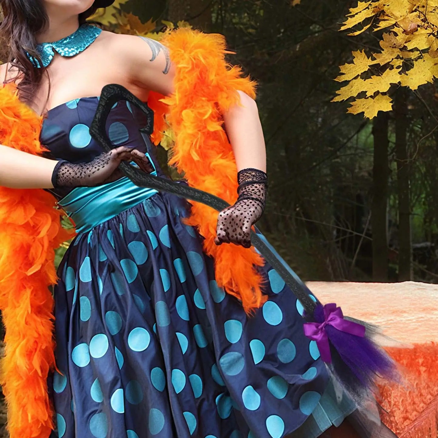 2025 Halloween Witch Broom With Ribbon Portable Witch Broomsticks Broom Props Decorations For Front Door Outside Yard