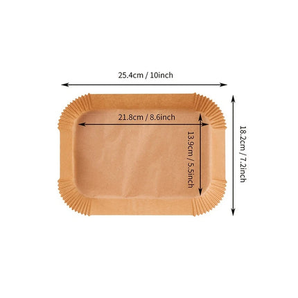 Papier sulfurisé jetable pour friteuse à air chaud, résistant à l'huile et à l'eau, format rond, carré et rectangle, pour la cuisine et les fêtes.