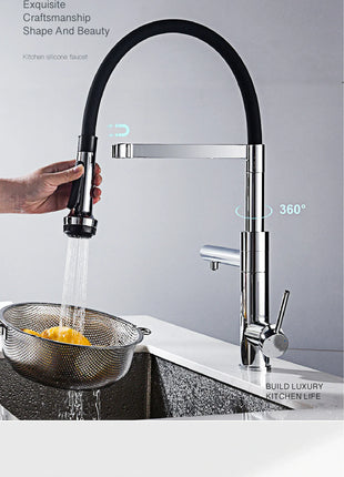 Luxury chrome brass kitchen faucet magnetic suction design with filtered water single hole cold and hot dual control sink faucet