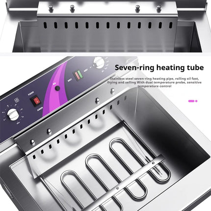 Commercial Electric Fryer - Single Cylinder Large Capacity Fryer for French Fries and Dough Sticks