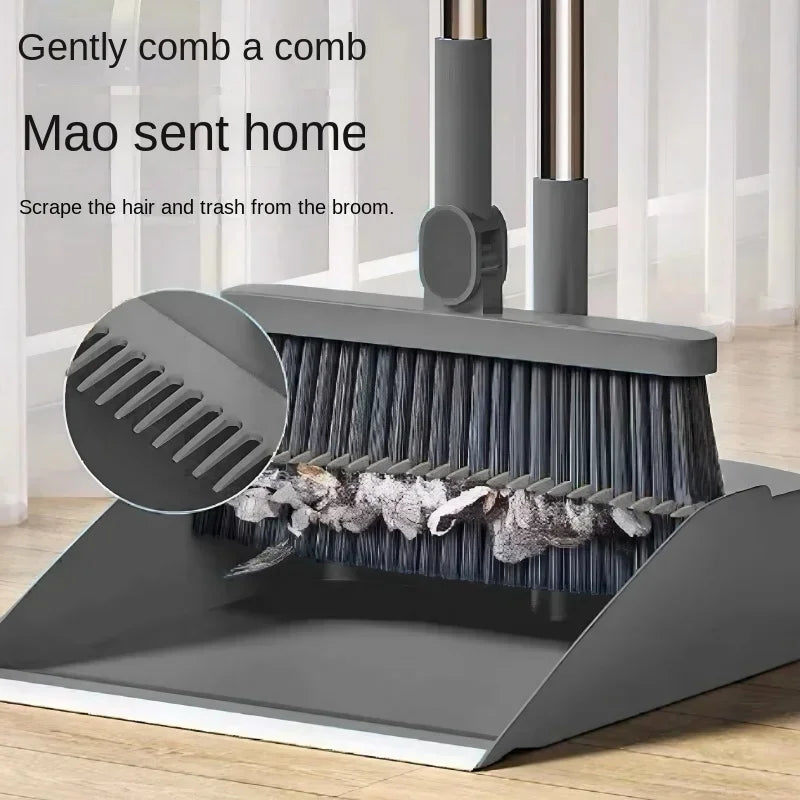 Rotatable Household folding broom broom dustpan set Soft brush whisk broom strip non-stick hair sweeping cleaning and scraping