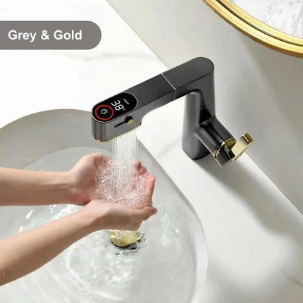 Robinet de salle de bain multifonctionnel VGX, mitigeur de lavabo extractible, robinet de lavabo avec indicateur de température LED, rotation à 360°, robinetterie Crane en laiton blanc