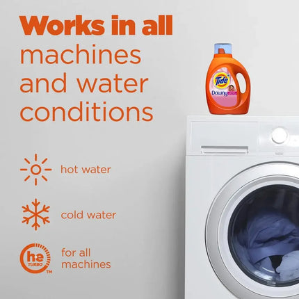 Powerful Tide Downy Liquid Laundry Detergent 84 fl oz 59 Loads Heavy-Duty Concentrated Cleanser April Fresh Scent Works Both HE