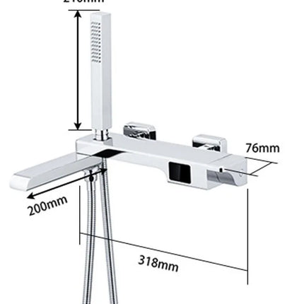 Robinet de baignoire en laiton, mitigeur de douche, robinet de salle de bain avec affichage numérique Crane et bec cascade.