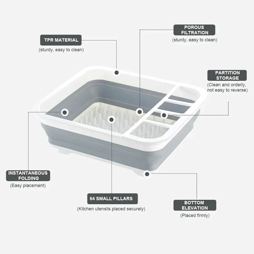 Collapsible Dish Drainer Drainer Rack Dinnerware Organizer Plastic Sink Drying Rack Caravan Camper Van Camping Tent Accessories
