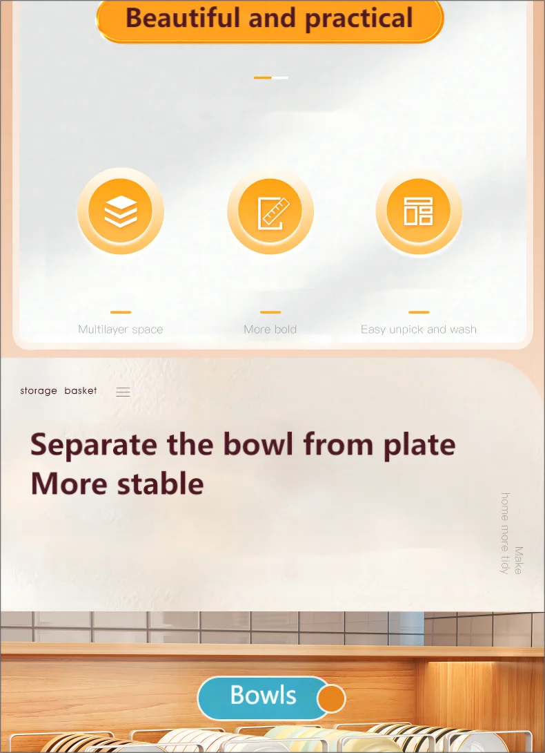 Dish Drain Shelf Stackable Drawer Bowls and Plates Organizer Rack Countertops Drain Shelf Cabinets Sink Cutlery Storage Shelf