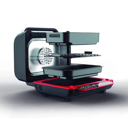 Friteuse à air chaud électrique 7L à double cuve avec minuterie et commandes mécaniques, sans huile