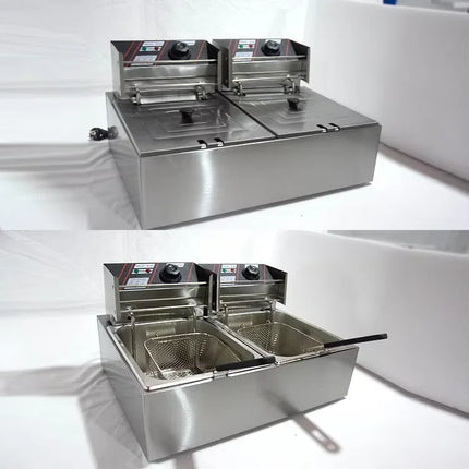 6L 1.5KW Commercial Electric Deep Fryer - Fast Heating, Stainless Steel, Easy Clean, 3-Tier Basket, for Fast Food Restaurant