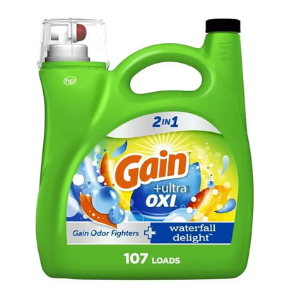 Gain Ultra OXI Lessive Liquide Concentrée 4,5L (107 Lavages) – Parfum Délice Cascade, Fraîcheur Longue Durée, Compatible HE – Nettoyage Puissant &amp; Parfum Apaisant | Marque DUTRIEUX