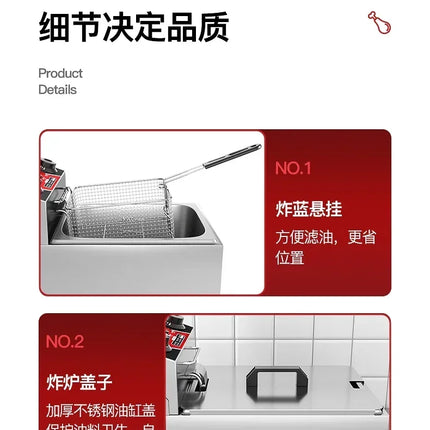 220V Professional Fryer Electric Cookware for Kitchen Deep French Fries Commercial Fryers Frying Oil Cooker Timer Arfrai AE