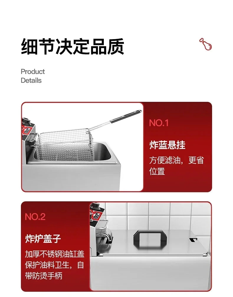 220V Professional Fryer Electric Cookware for Kitchen Deep French Fries Commercial Fryers Frying Oil Cooker Timer Arfrai AE