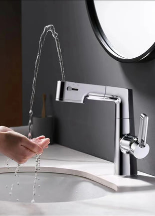 VGX Multifunctional Bathroom Faucets Pull Out Basin Mixer Sink Faucet Gourmet LED Temperature Tap 360° Tapware Crane Brass White