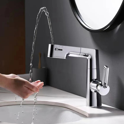 Robinet de salle de bain multifonctionnel VGX, mitigeur de lavabo extractible, robinet de lavabo avec indicateur de température LED, rotation à 360°, robinetterie Crane en laiton blanc