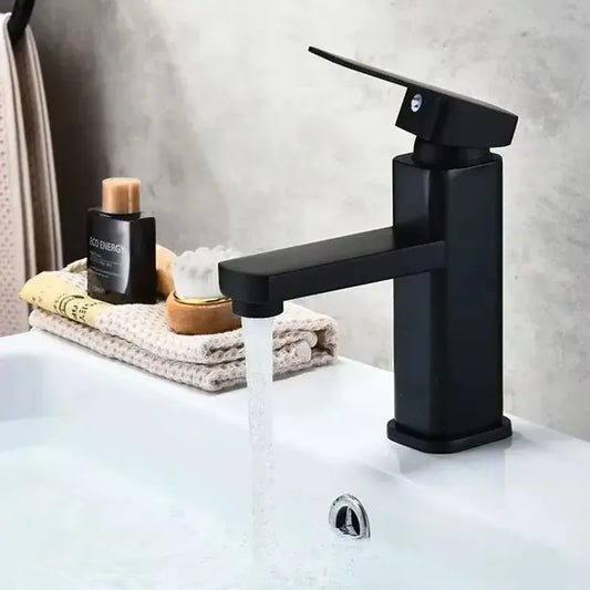 Bathroom Faucet Hot Cold Mixer Tap Deck Mounted Bathroom Basin Faucets Black Square Washbasin Sink Bathtub hot cold water Crane