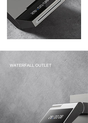 Luxury gun gray brass wall mounted bathroom faucet with LED digital display Single handle hot & cold water embedded bathroom Tap