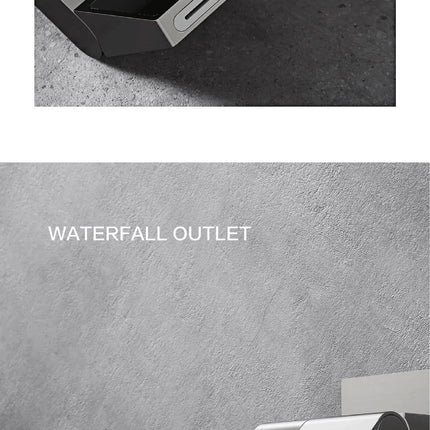 Robinet de salle de bain mural de luxe en laiton gris anthracite avec affichage numérique LED. Robinet de salle de bain monocommande avec eau chaude et froide intégrée.