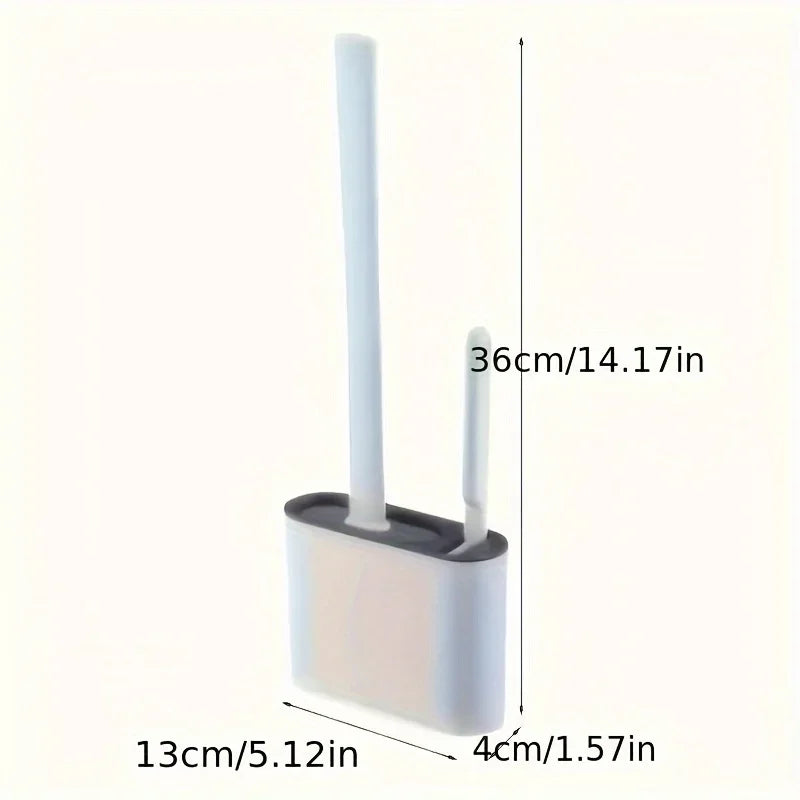 Full Bathroom Cleaning Set: Wall-mounted Silicone Toilet Brush and Ergonomic Long-handle Brush - Easy-to-clean Design