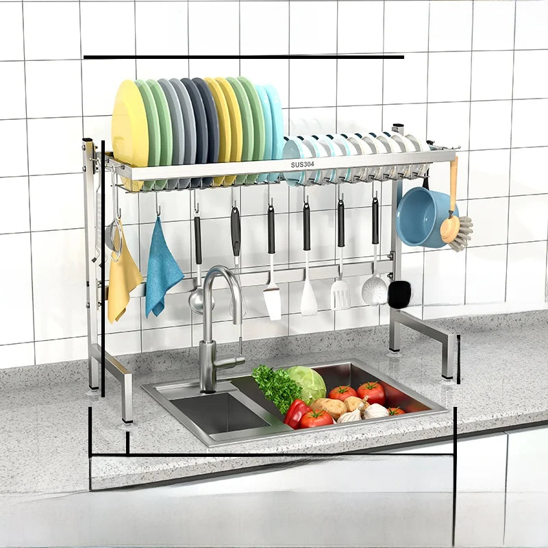 Stainl Steel 304 Kitchen Sink Di Drainer Ra Multi-Function Storage Plate Holder for Diwaing Pool above Countertop