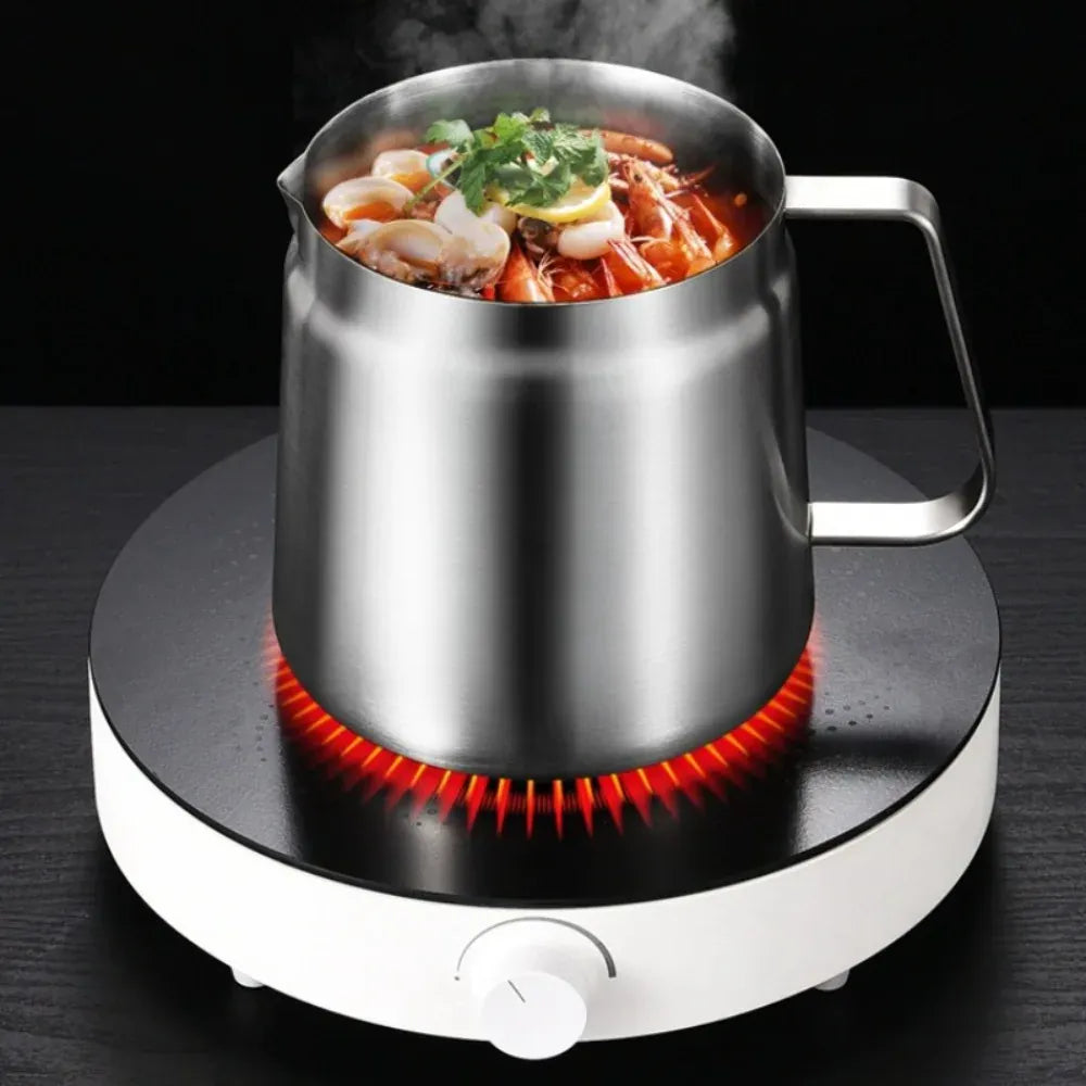 Stainless Steel 2L Deep Fryer Pot with Basket and Oil Strainer, 304 Stainless Steel Deep Frying Pot for French Fries, Chicken