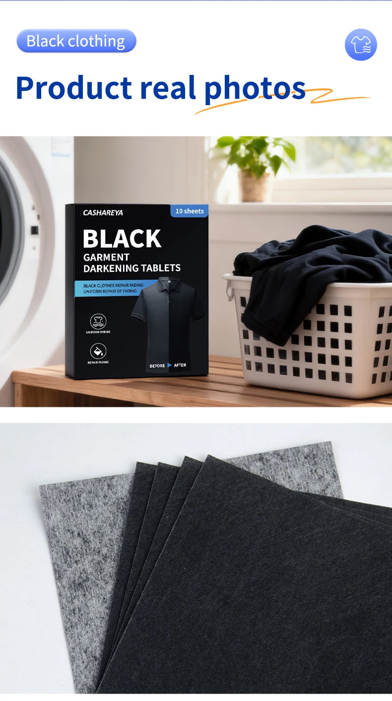 10pcs laundry black color enhancement sheet-non-woven fabric used for fading black clothes, supplementing color, improving color