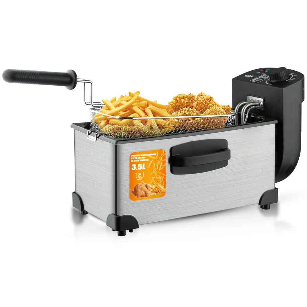 Deep Fryer 2000W Large 3L Capacity With Sectional Temperature Control Anti Scalding Design And Family Size Cooking