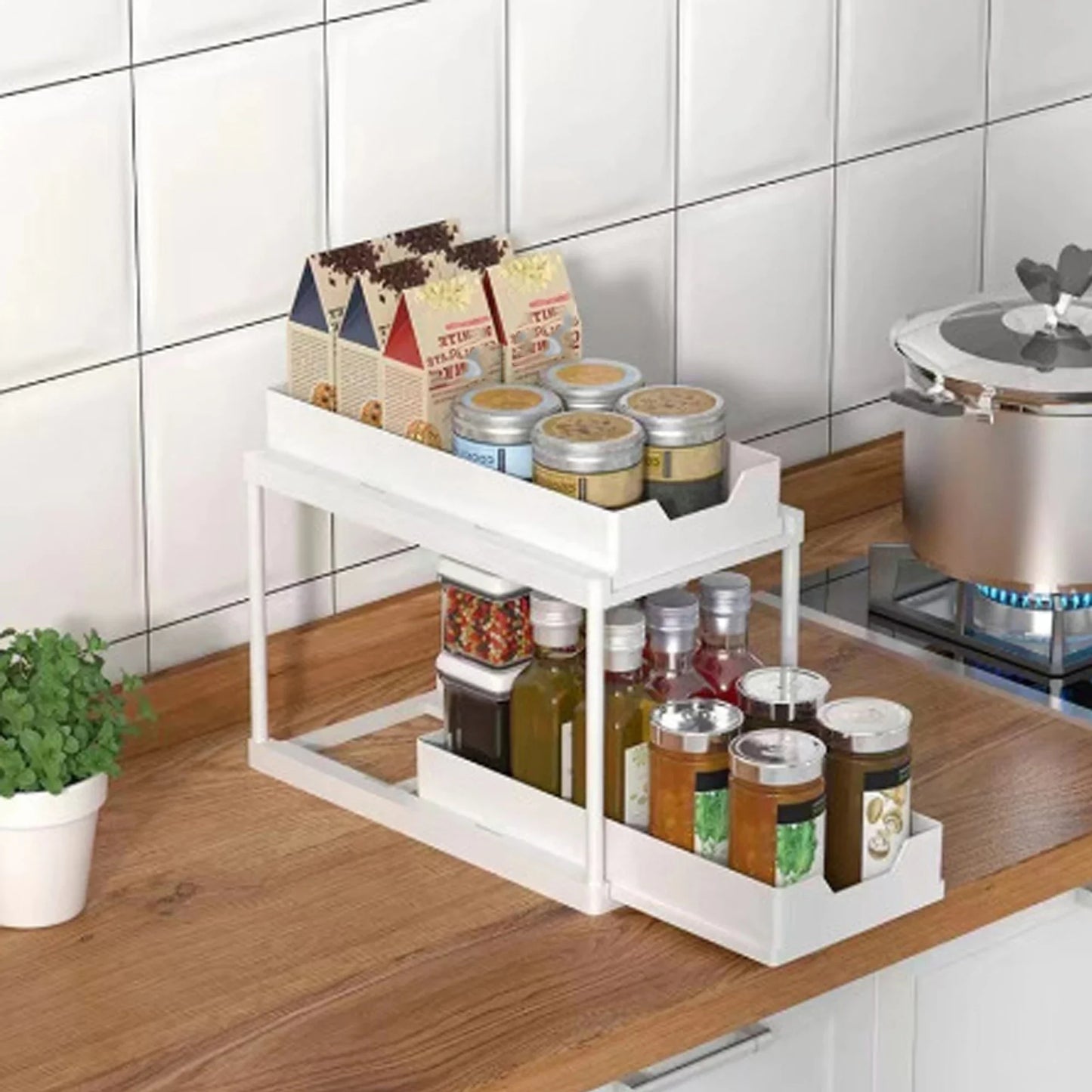 Tier Sliding Storage Shelf – Instant Space Saving