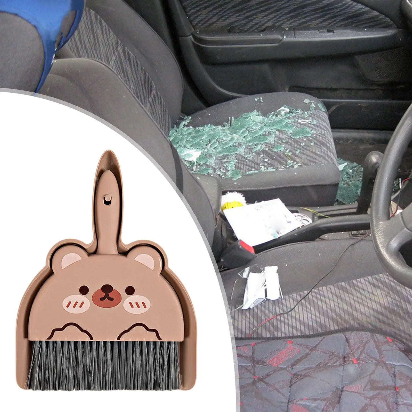 Broom Dustpan Brush Durable Nesting Snap on Design Dust Pan and Hand Broom for Living Room Office Car Small Space Travel