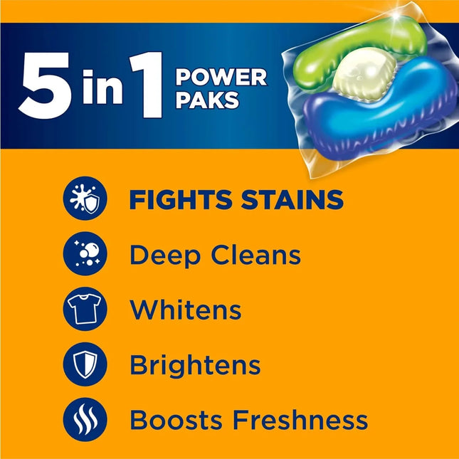Lessive 5 en 1 Power Paks – 42 Dosettes Concentrées | Nettoyage en Profondeur avec OxiClean | Élimine +100 Taches | Fraîcheur Longue Durée &amp; Haute Efficacité | Format Prédosé Pratique – NoEnName_Null