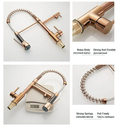 GEGVE Kitchen Faucets Removable taps Brush Brass faucet Water hydrant robinet for kitchen accessories Pull Out Spout Hot Cold