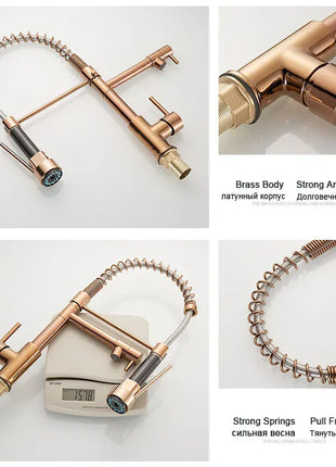 GEGVE Kitchen Faucets Removable taps Brush Brass faucet Water hydrant robinet for kitchen accessories Pull Out Spout Hot Cold