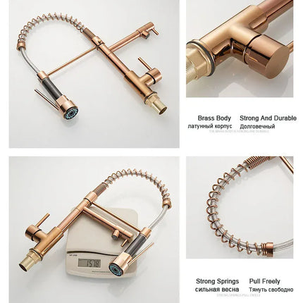 Robinet de cuisine GEGVE, robinet amovible en laiton brossé, robinet d'appoint pour accessoires de cuisine, bec extractible, eau chaude et froide