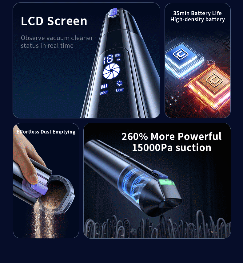 Cafele 15000Pa Wireless Vacuum Cleaner Portable Air Pump Vacuum Sealer Powerful Air Blower 4-in-1 For Car Home Office PC Clean